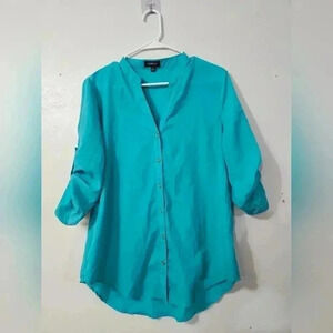 Spense teal button down blouse!
